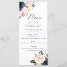 Menu för marin och Rosa Bröllop