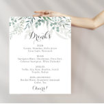 Menu för Minimalistisk Grönt Eucalyptus Bröllop Dr Poster<br><div class="desc">Denna minimalistiska grönt av dryckesmenymmet eukalyptus bröllop är perfekt för ett bröllop i Österrike. Utformningen har grönt eucalyptus löv för vattenfärgsfärgers elegant.</div>