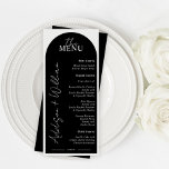 Menu för Modern Black and White Arch Bröllop Meny<br><div class="desc">Menyn Modern Black and White Bröllop är perfekt till val av visning på din speciella dag. Redigera med verktyg i designen för ändlösa alternativ för färg.</div>