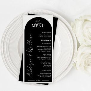 Menu för Modern Black and White Arch Bröllop Meny