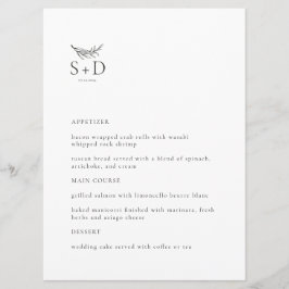 Menu för Modern Black and White Monogrammed Bröllo Meny