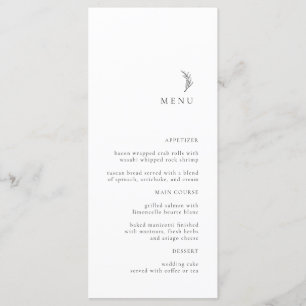 Menu för Modern Black and White Olive Gren Bröllop Meny