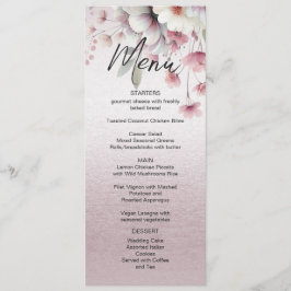 Menu för Modern Rosa White Blommigt Bröllop Meny