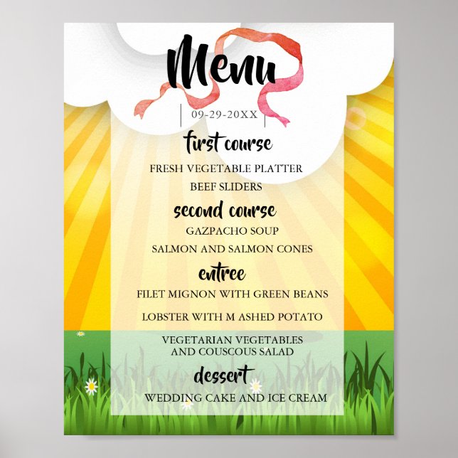 Menu för Modern Rustival festival Wedfest Bröllop Poster (Framsidan)
