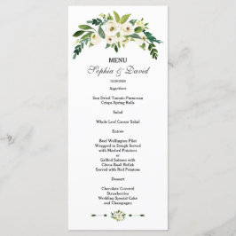Menu för Modern White Blooming Blommigt Bröllop Meny