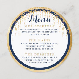 Menu för Modern Willow Träd Navy Blue Guld Bröllop Meny