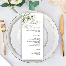 Menu för Olive Grenar Watercolor Rustic Bröllop Meny