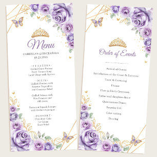 Menu för programmet Quinceanera Program för Lilac