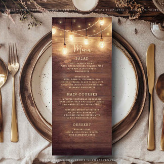Menu för Rustic Land Ljus Bröllop