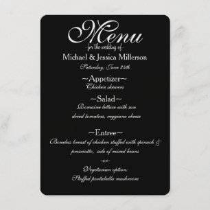 Menu för Svarta och Guld Glitter Zebra tryck Bröll Meny