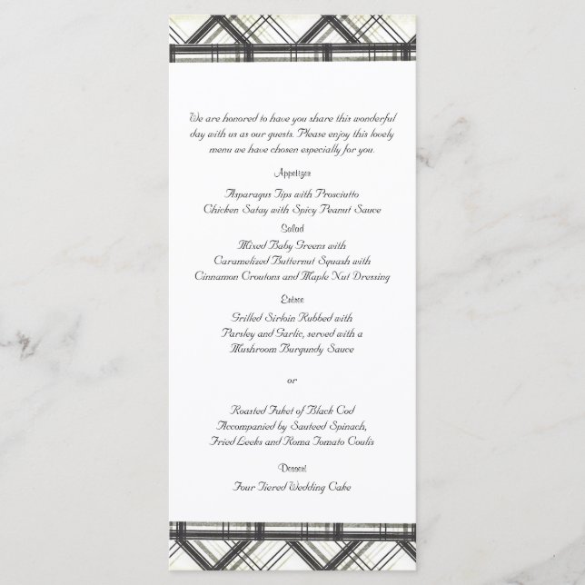 Menu för Svartvit Bröllop Meny (Framsida)