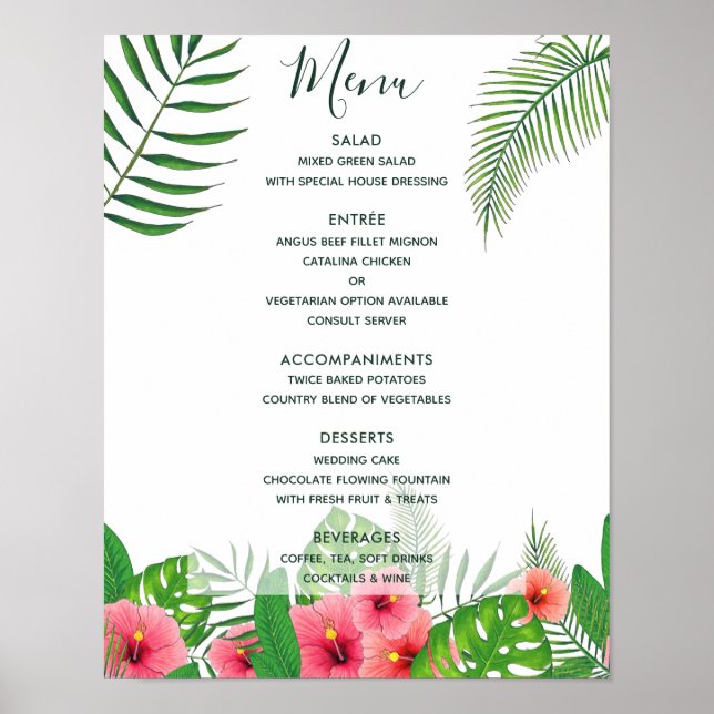 Menu för tropisk Bröllop Poster (Framsidan)