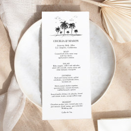Menu för tropisk strand Handflatan Träd Bröllop Meny