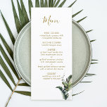Menu för Tropiska vattenfärgen Foliage Guld Bröllo Meny<br><div class="desc">Den här bröllop-menyn har vattenfärgsfärgad tropisk grönt,  handflatan träd löv och banan löv. Det är perfekt för en strand- eller destinationsbröllop. >>>> Checka ut hela samlingen >>> https://www.zazzle.com/collections/tropical_foliage_gold_collection-119316977990783186</div>