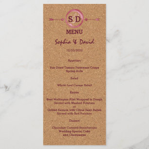 Menu för Vineyard Kork Stains Red Vin Bröllop Meny