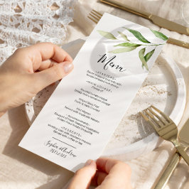 Menu Greenery Löv Blommigt Minimal Bröllop Meny