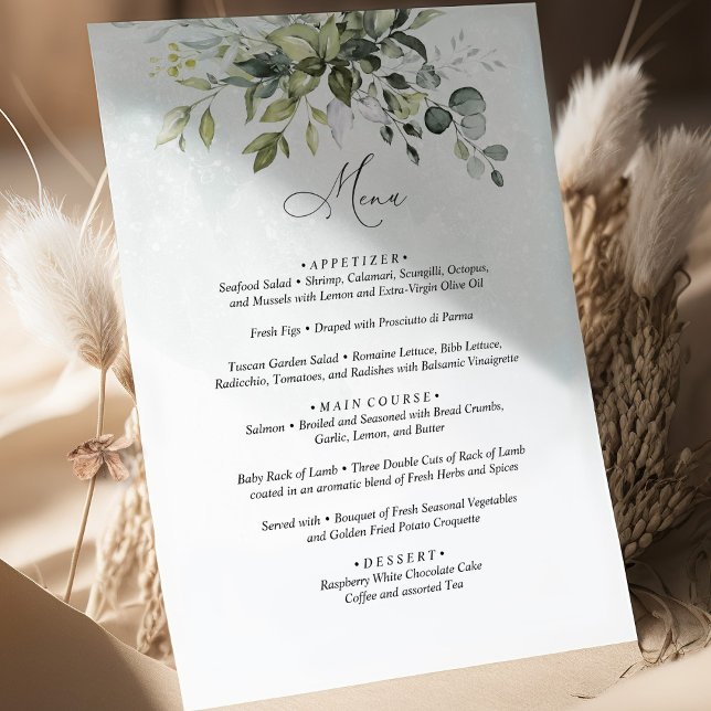 Menu Greenery Minimalist Bröllop Tilläggskort (Skapare uppladdad)
