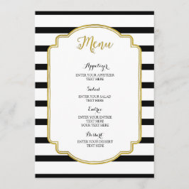 Menu guld Black and White Rand Bröllop Meny