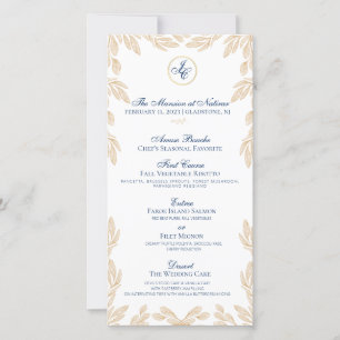 Menu Guld Löv Botanical Bröllop