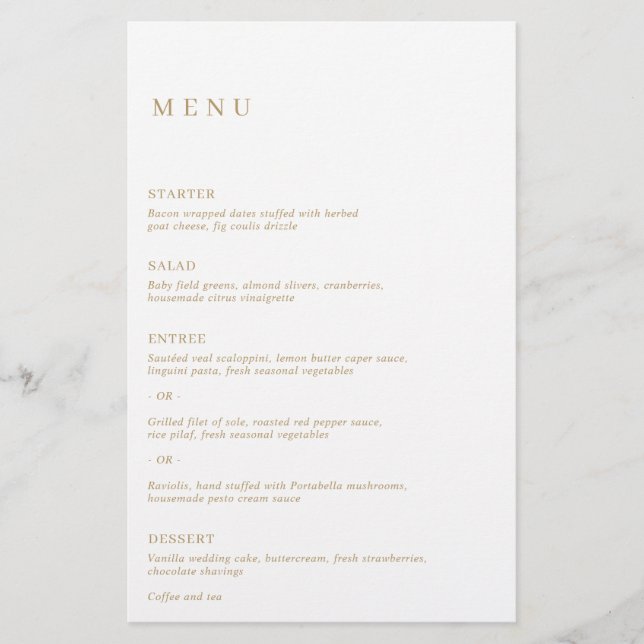 Menu Guld Modern Bröllop (Framsida)