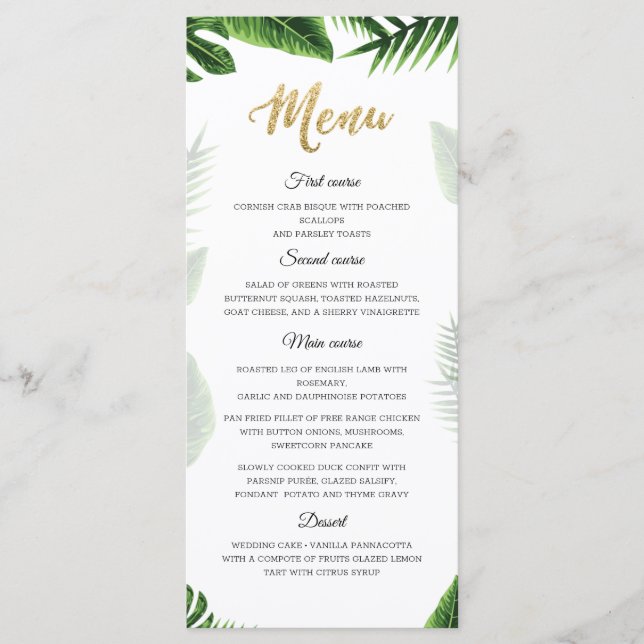 Menu guld Tropical Lövs Meny (Framsida)