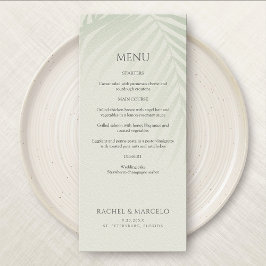 Menu handflatan Träd Beach Coastal Bröllop