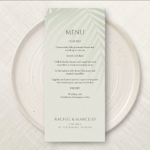 Menu handflatan Träd Beach Coastal Bröllop
