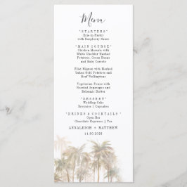 Menu handflatan Träd Watercolor Coastal Bröllop Meny