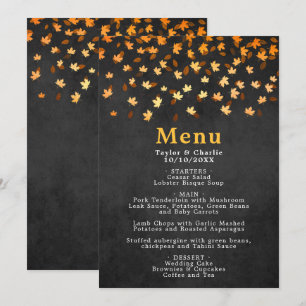 Menu höst löv Guld och Black Bröllop Meny