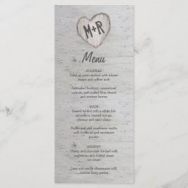 Menu i Rustic Land Silver Birch Träd Bröllop Meny