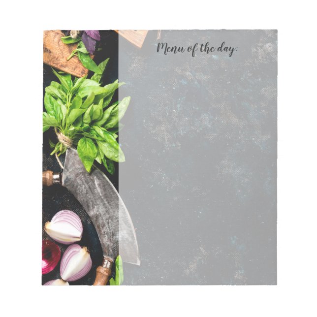 Menu idag, måltider matmatköksfamilj anteckningsblock (Framsida)