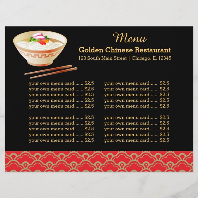 Menu Kinesisk restaurang (Framsida)