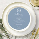 Menu-kort för andningsmonogram Bröllop - blått Meny<br><div class="desc">Ett enkelt menykort för calligraphy bröllop i chic. Jag erbjuder en kostnadsfri anpassningstjänst. Om du har några frågor eller speciella förfrågningar kan du kontakta mig.</div>