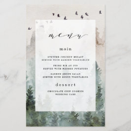 Menu-kort för gräs Träd-skogen Rustic ThLED Bröllo