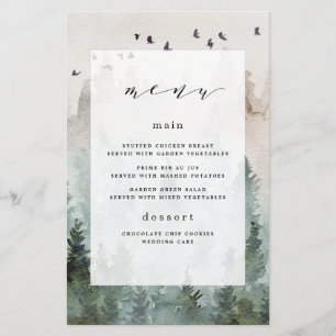 Menu-kort för gräs Träd-skogen Rustic ThLED Bröllo