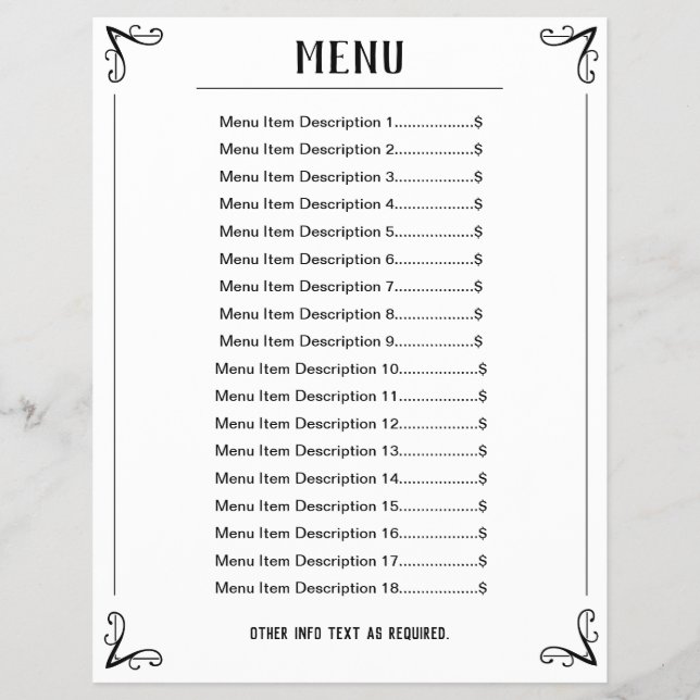 Menu Lakan med redigerbara listor Reklamblad (Framsidan)