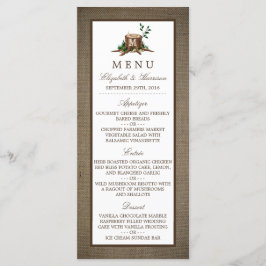 Menu land Rustic Monogram Träd & Burlap Bröllop Meny