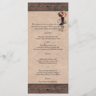 Menu land Western Barbed Wire Bröllop Meny
