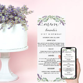Menu lavender violet eucalyptus födelsedagskort inbjudningar