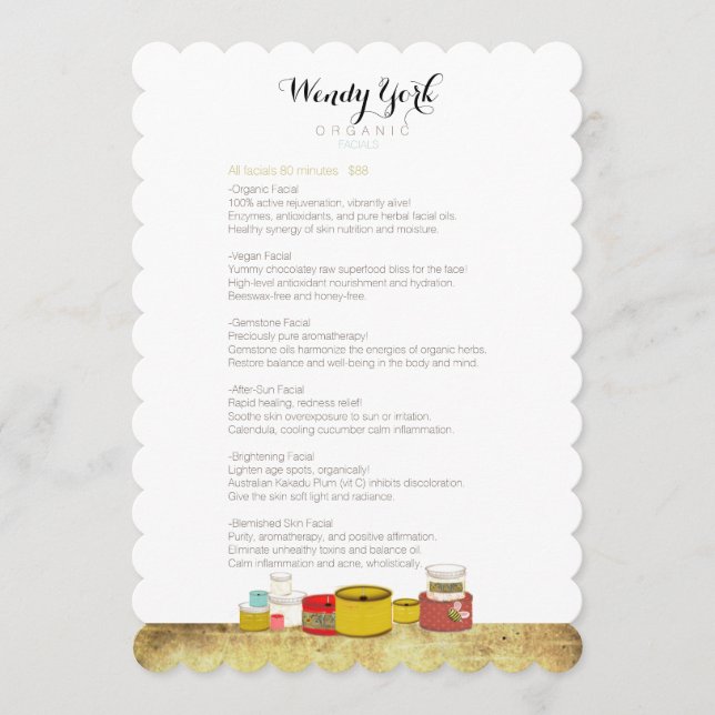 MENU-ljus Scalloped Honungsbi Meny (Framsida)