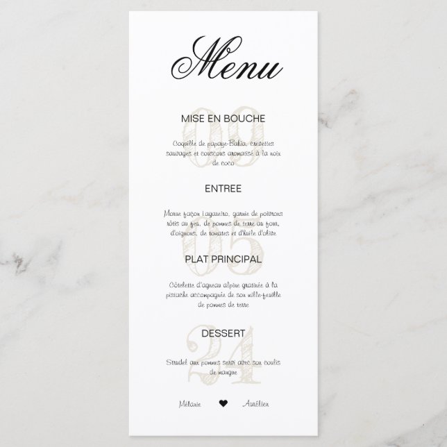 Menu mariage  meny (Framsida)
