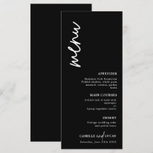 Menu med minimalistisk svart och vit Bröllop