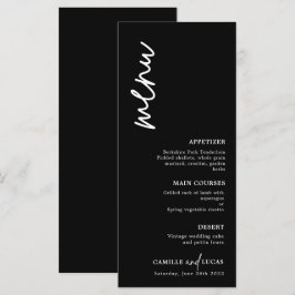 Menu med minimalistisk svart och vit Bröllop Meny