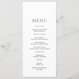 Menu med minimalistisk svart och vit Bröllop Meny