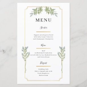 Menu med minimalistisk vit Ram Guld