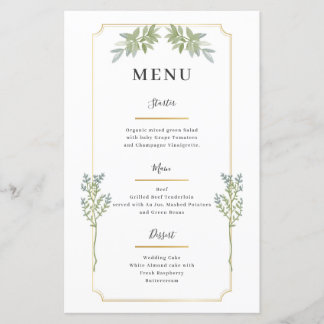 Menu med minimalistisk vit Ram Guld