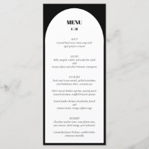 Menu med Modern Minimalist Arch Black White Bröllo