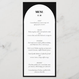 Menu med Modern Minimalist Arch Black White Bröllo Meny