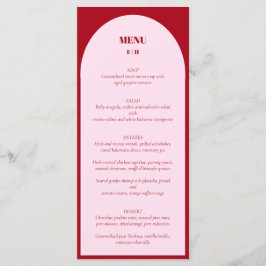 Menu med Modern Minimalist Arch Rosa Red Bröllop Meny
