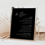 Menu med Modern minimalist Black Bröllop Pub<br><div class="desc">Designad att samordna med för inbjudan till "Rena" bröllop. Om du vill ändra information klickar du på Information. Om du vill flytta texten eller ändra storlek, teckensnitt eller färg klickar du på Redigera med Design Verktyg. Visa samlingslänken på den här sidan om du vill se alla matchande objekt i den...</div>